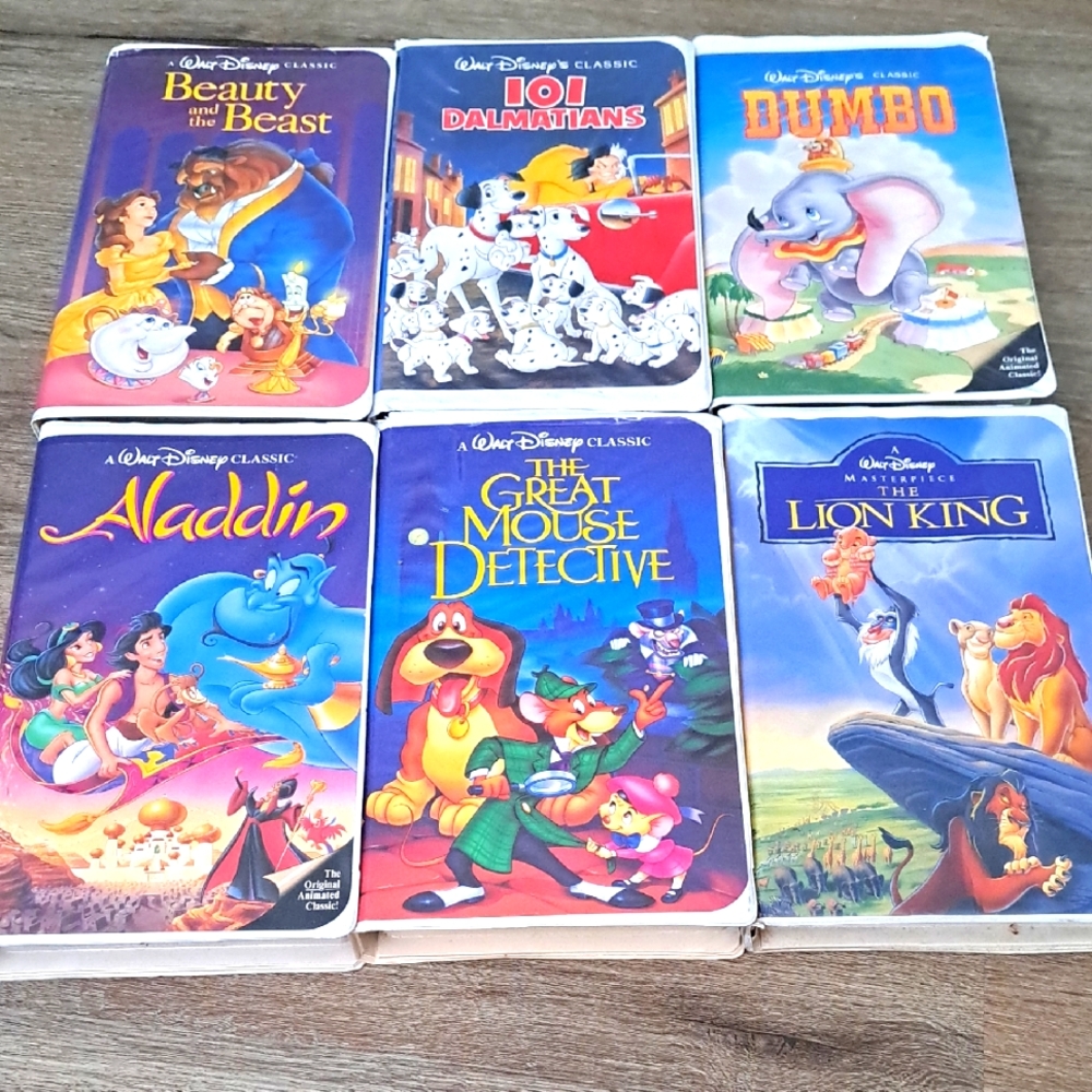 Disney Classic VHS Set with Colorful Covers